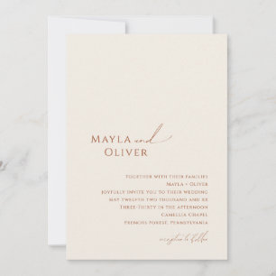 Whimsical Modern Desert Beige All In One Wedding Invitation