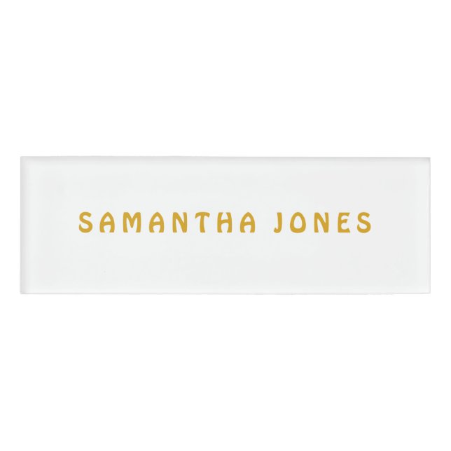 Whimsical Modern Gold Name Tag (Front)