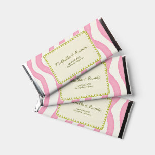 Whimsical Modern Pink & Green Wedding Hershey Bar Favors