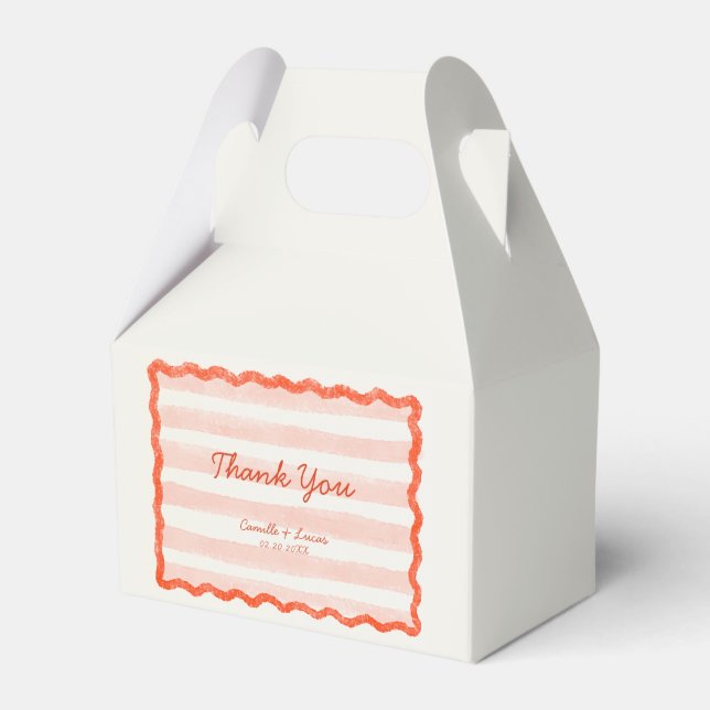 Whimsical Modern Pink & Red Wedding Favor Boxes (Front Side)