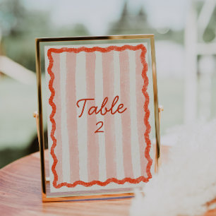 Whimsical Modern Pink & Red Wedding Table Number