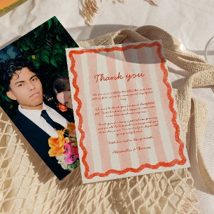 Whimsical Modern Pink & Red Wedding Thank you Invitation