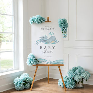 Whimsical Mommy & Baby Whale Baby Shower Welcome Foam Board