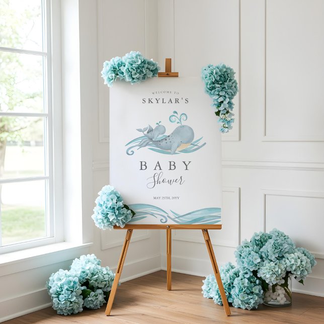 Whimsical Mommy & Baby Whale Baby Shower Welcome Foam Board (Whimsical Mommy & Baby Whale Baby Shower Welcome Foam Board)