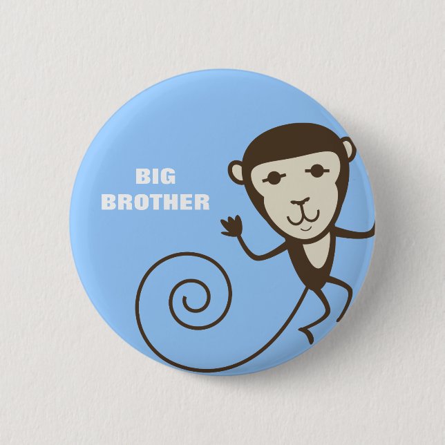Whimsical Monkey Big Brother Button (Front)