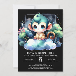 Whimsical Monkey Birthday Invitation