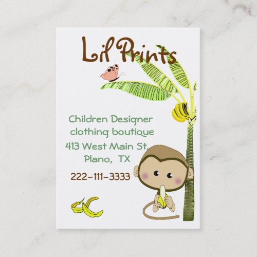 Whimsical Monkey Boutique Business Card Tag