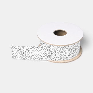 Whimsical Monochrome Delight Grosgrain Ribbon