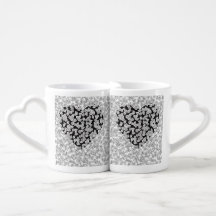 Whimsical Monochrome Leaves Heart Zentangle Lovers
