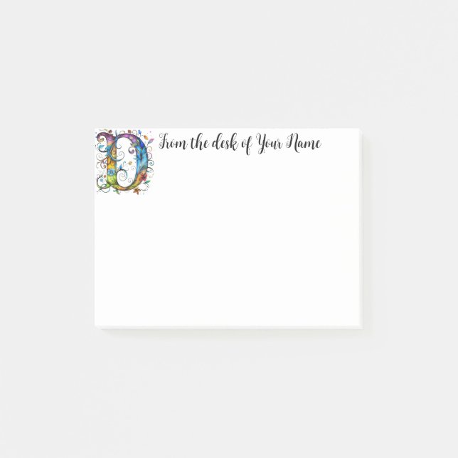 Whimsical Monogram D Post-it Notes (Front)