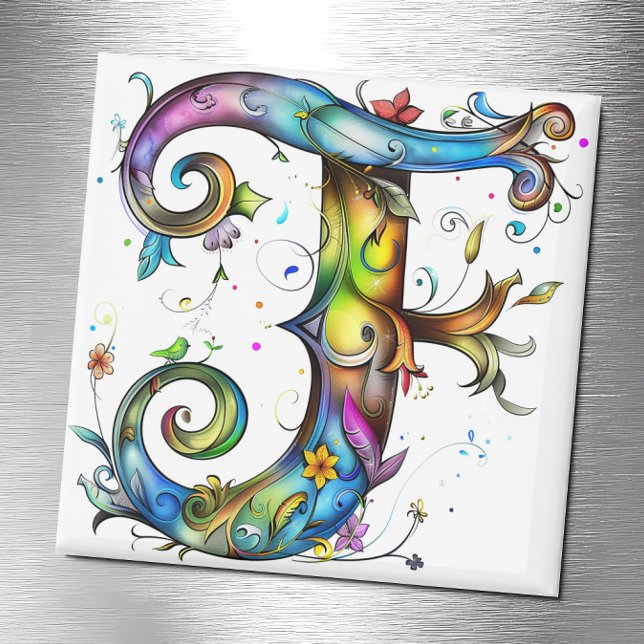Whimsical Monogram F Magnet (Creator Uploaded)