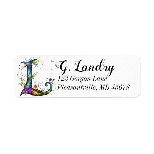Whimsical Monogram L Label (Front)