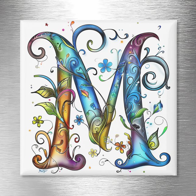 Whimsical Monogram M Magnet (Creator Uploaded)