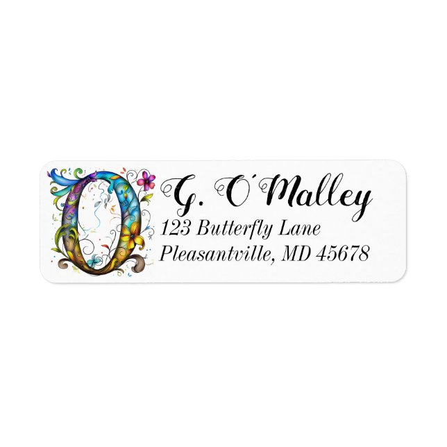 Whimsical Monogram O Label (Front)