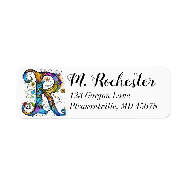 Whimsical Monogram R Label (Front)