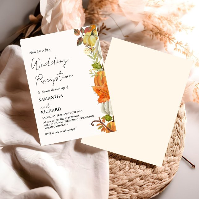 Whimsical MonogramPumpkin Wedding Reception Invitation (Creator Uploaded)