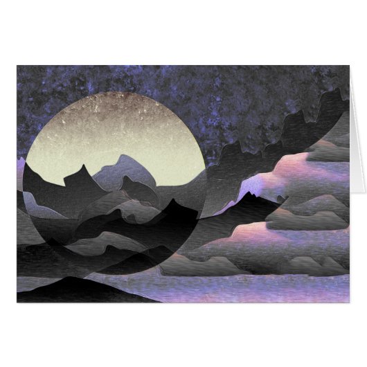 Whimsical Moon and Mountains Abstract Art Cards (Front Horizontal)