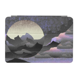 Whimsical Moon and Mountains Abstract Art iPad Mini Cover