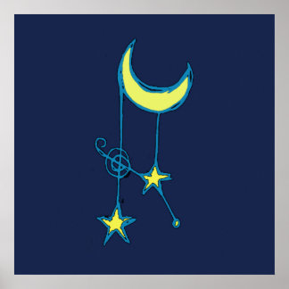 Whimsical Moon and Stars Poster