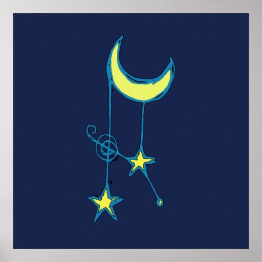 Whimsical Moon and Stars Posters | Zazzle