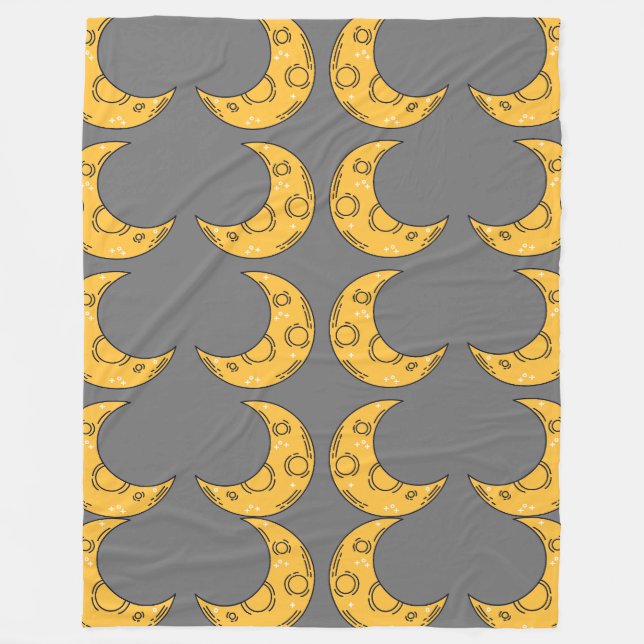 Whimsical Moon Fleece Blanket (Front)
