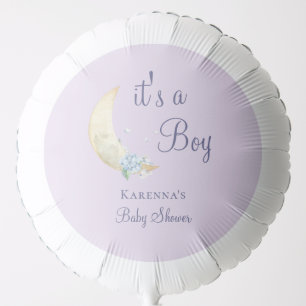 Whimsical Moon Lavender Purple Boy Baby Shower Balloon