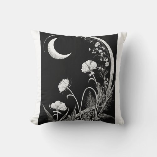 Whimsical Moon on Watercolor Dream Pillow