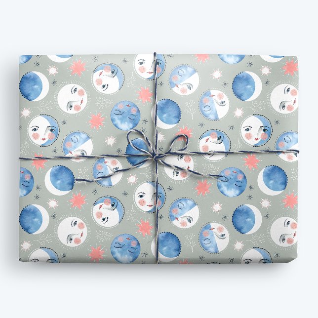 Whimsical Moon Phases Wrapping Paper (Creator Uploaded)