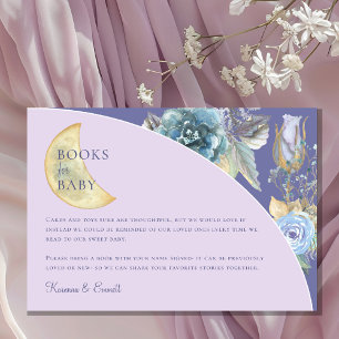 Whimsical Moon Purple Baby Shower Books For Baby Enclosure Card