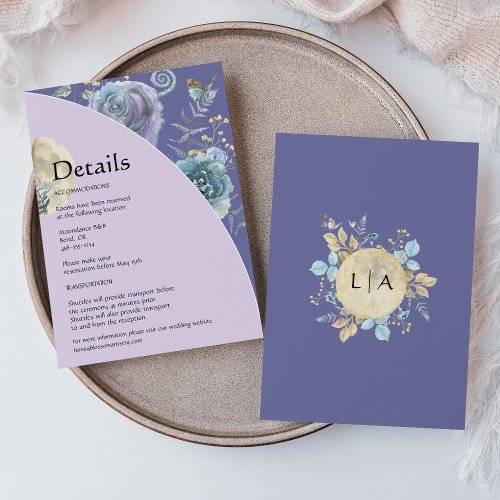 Whimsical Moon Purple Wedding Details Enclosure Card
