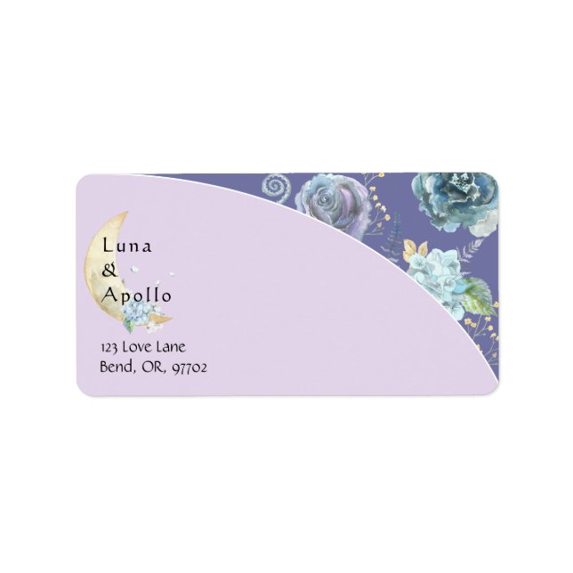 Whimsical Moon Purple Wedding Return Address Label (Front)