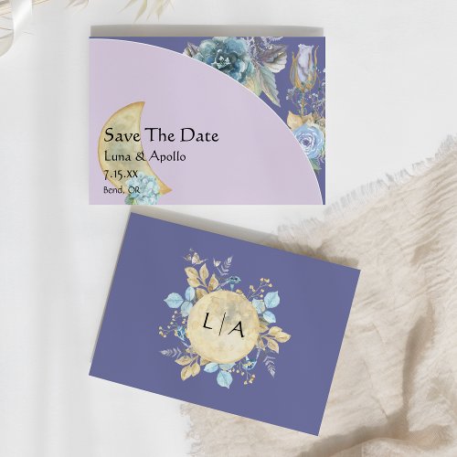 Whimsical Moon Purple Wedding Save The Date