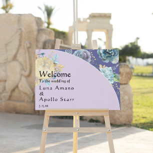 Whimsical Moon Purple Wedding Welcome Sign