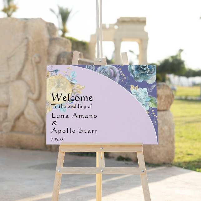Whimsical Moon Purple Wedding Welcome Sign (Creator Uploaded)