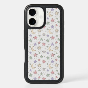 Whimsical Moon Star Pattern iPhone 16 Case