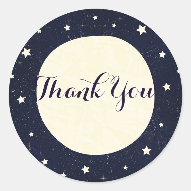 Whimsical Moon & Stars Celestial Baby Shower Favor Classic Round Sticker (Front)