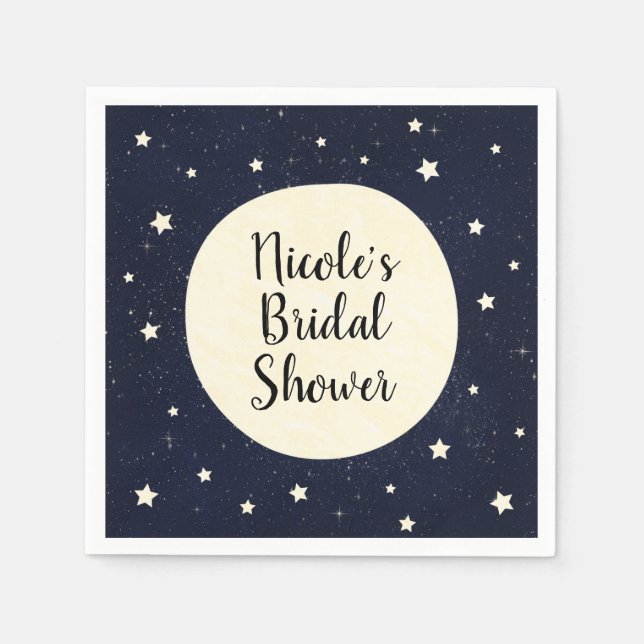 Whimsical Moon & Stars Celestial Baby Shower Paper Napkins (Front)
