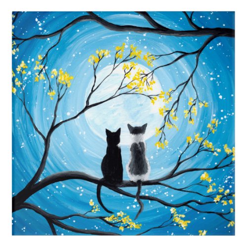 Whimsical Moon with Cats Acrylic Print