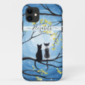 Whimsical Moon with Cats Add Name Case-Mate iPhone Case (Back)