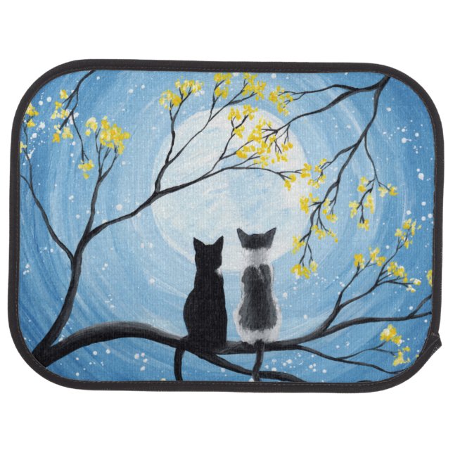 Whimsical Moon with Cats Car Floor Mat (Rear)