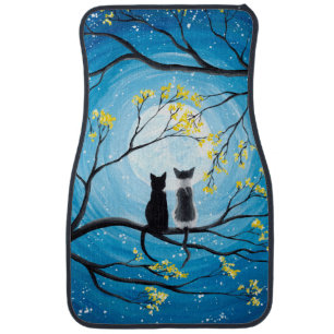 Whimsical Moon with Cats Car Mat