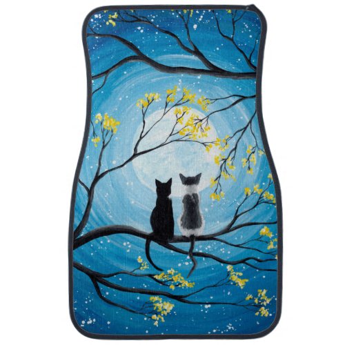 Whimsical Moon with Cats Car Mat