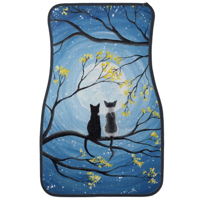 Whimsical Moon with Cats Car Mat (Front)