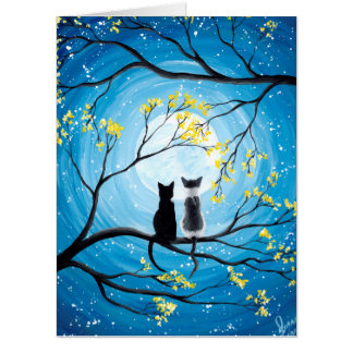 Whimsical Moon with Cats Card
