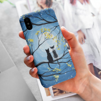 Whimsical Moon With Cats Iphone X Case by ironydesignphotos at Zazzle