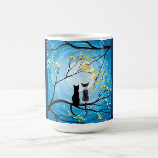 Whimsical Moon with Cats Coffee Mug