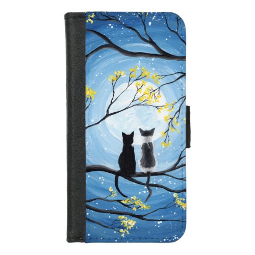 Whimsical Moon with Cats iPhone 87 Wallet Case