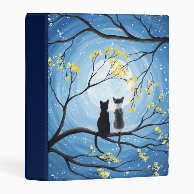 Whimsical Moon with Cats Mini Binder (Front/Spine)