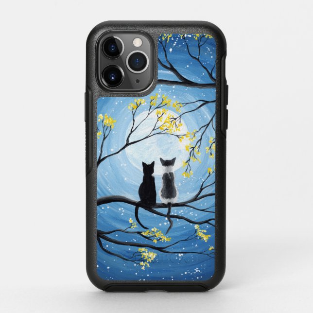 Whimsical Moon with Cats Otterbox iPhone Case (Back)
