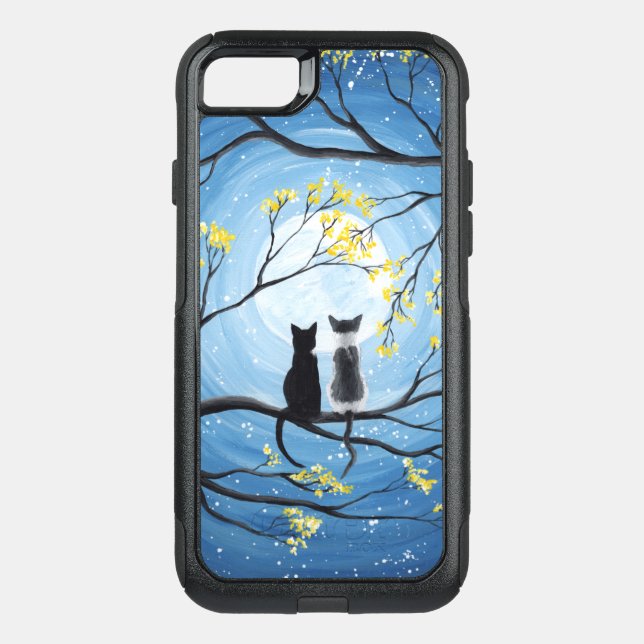 Whimsical Moon with Cats Otterbox iPhone Case (Back)